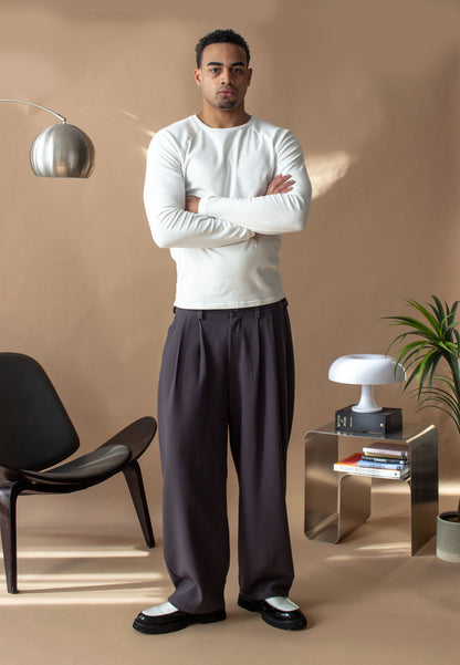 PLEATED PANTS - GREY